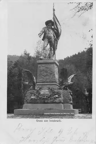 A197 Österreich 1900 Gruss aus Innsbruck Andreas Hofer Denkmal Berg Isel Postkarte
