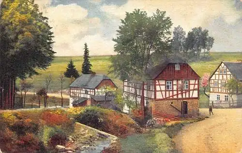 A199 Ethnische Häuser in Deutschland abgelegenes Dorf 1910 alte Postkarte
