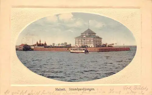 A199 Dänemark 1912 Malmö Strandpaviljongen Schwimmbad Pavillon Postkarte