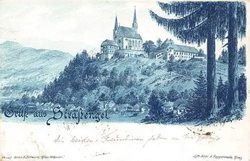 A200 Österreich 1898 Gruss aus Strassengel Kirche Vintage Postkarte