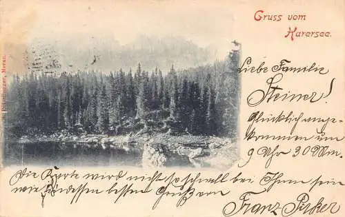 A200 Italien 1898 Gruss vom Karersee Wald Vintage Postkarte