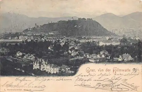 A201 Österreich 1898 Graz von der Hilmwarte alte Postkarte