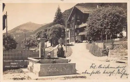 A201 Österreich 1932 Gaschurn i Montafon Kessler Hotel Frau Brunnen Keramik Postkarte