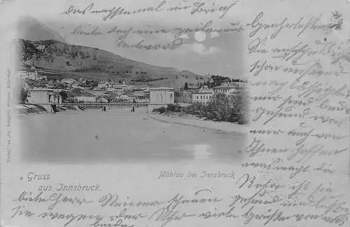 A202 Österreich 1898 Gruss aus Innsbruck Mühlau Mondschein Vintage Postkarte