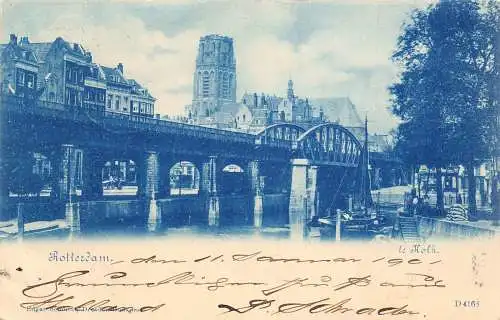 A203 Niederlande 1894 Rotterdam Brücke Boot Vintage Postkarte