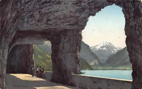 A202 Schweiz Axenstrasse Ansicht Fluelen und Bristenstock Berg Postkarte