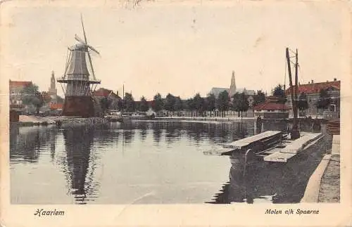 A204 Niederlande Haarlem Molen ah Spaarne Windmühle Vintage Postkarte