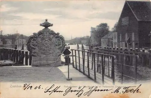 A205 Niederlande 1906 Zaandam Gedenksteen Hondbossche Pettensche Postkarte