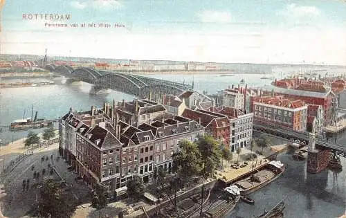 A204 Niederlande 1910 Rotterdam Panorama Witte Huis Boote Brücke Postkarte