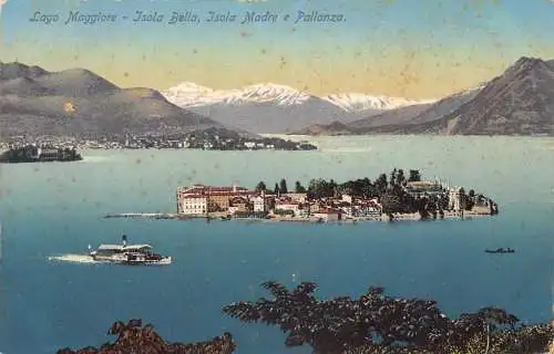 A205 Italien 1911 Lago Maggiore Isola Bella Madre e Pallanza Dampfschiff Postkarte