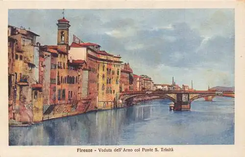 A205 Italien Firenze Florenz Arno col Ponte S Trinita Brücke Vintage Postkarte