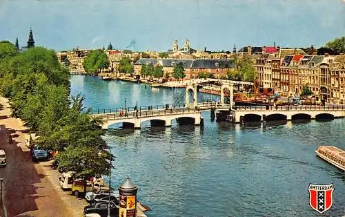 A205 Niederlande Amsterdam Magere Brücke über Amstel Vintage Postkarte