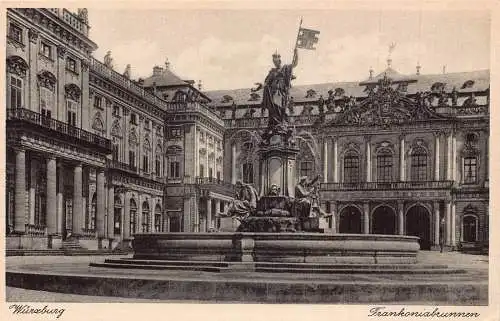 A208 Deutschland Würzburg Frankoniabrunnen Brunnen Vintage Postkarte