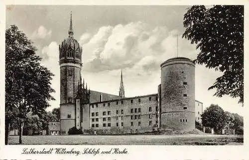 A208 Deutschland Lutherstadt Wittenberg Kirche Schloss Vintage Postkarte