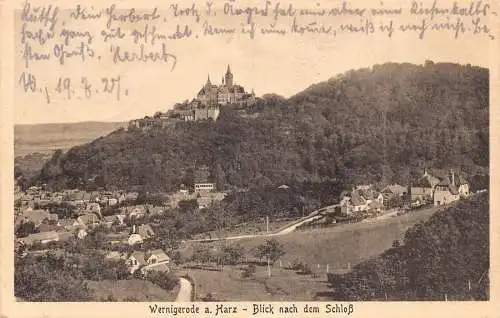 A208 Deutschland 1927 Wernigerode ein Harz Schloss Vintage Postkarte