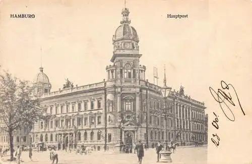 A208 Deutschland 1905 Hamburg Hauptpost Postamt Vintage Postkarte