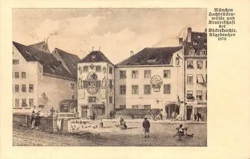 A208 Deutschland München Hochbrücken Mühle Bruderschaft Vintage Postkarte