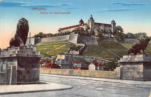 A209 Deutschland 1914 Würzburg Festung Ludwigsbrücke Vintage Postkarte