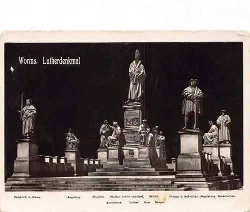 A209 Deutschland 1930 Worms Lutherdenkmal Denkmal Vintage Postkarte