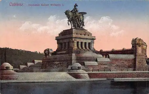 A208 Deutschland 1921 Koblenz Kaiser Wilhelm I Denkmal Vintage Postkarte