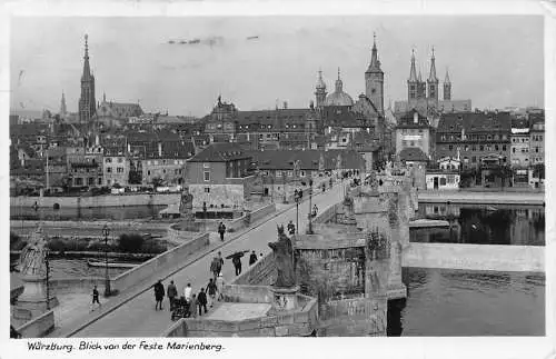 A209 Deutschland Würzburg Blick von Feste Marienberg Vintage Postkarte