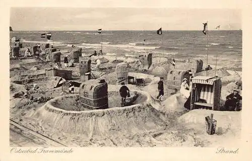 A209 Deutschland Ostsee Travemünde Strand Lounge Sonnenliege Vintage Postkarte