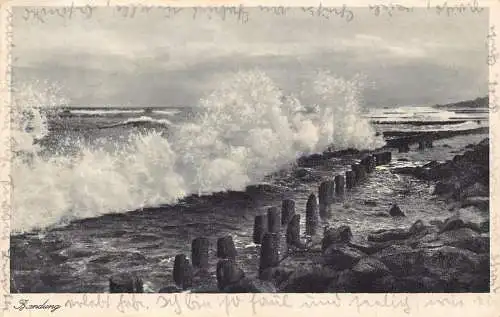 A210 Deutschland 1939 Randung Sea Waves Cliffs Vintage Postkarte