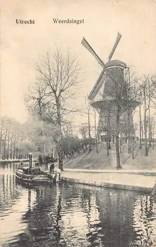 L487 Niederlande Utrecht Windmühle Boot Vintage Postkarte