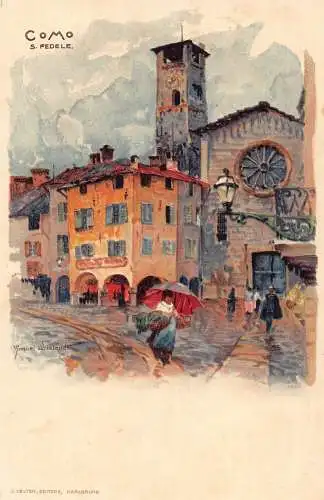 L487 Italien Como S Fedele Wielandt signierte Vintage Postkarte