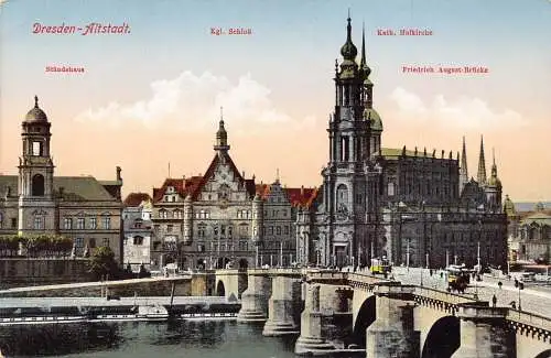 A211 Deutschland Dresden Altstadt Schlosskirche Staendehaus Vintage Postkarte