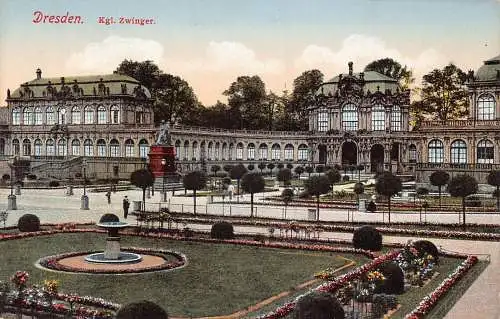 A211 Deutschland Dresden Kgl Zwinger Garten Statue Vintage Postkarte