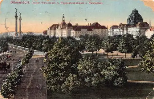 A212 Deutschland 1912 Düsseldorf Kaiser Wilhelm Park Regierungsgebaeude Postkarte