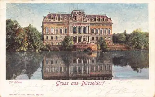 A212 Deutschland 1906 Gruss aus Düsseldorf Staendehaus Vintage Postkarte