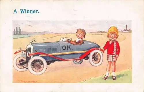 L293 Seaside Comic 1929 Ein Gewinner Automobil Humor Postkarte