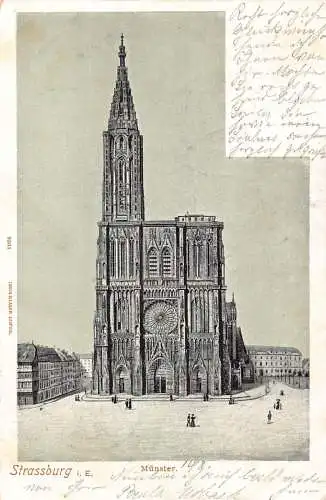 L125 Frankreich 1905 Straßburger Dom Vintage Postkarte