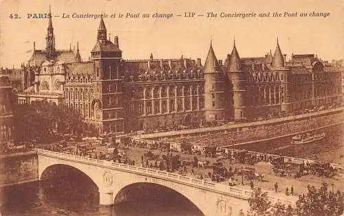 L125 Frankreich 1922 Paris die Conciergerie und die Pont au Wechsel Vintage Postkarte