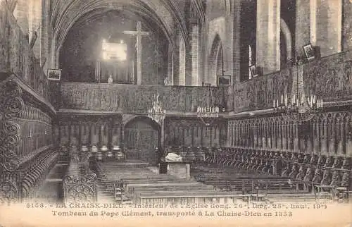 L125 Frankreich La Chaise-Dieu Kirche Innengrab von Papa Clement Vintage Postkarte