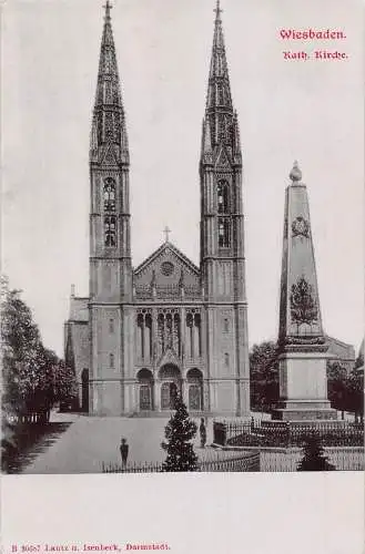 L124 Deutschland Wiesbaden Katholische Kirche Vintage Postkarte