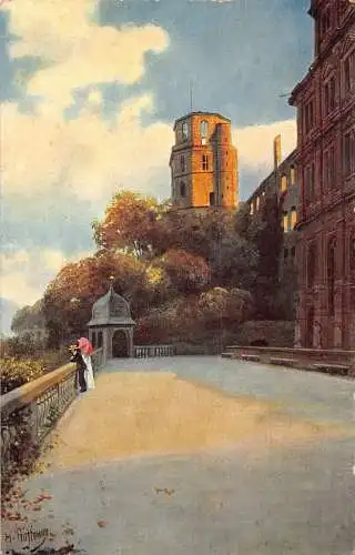 L124 Deutschland 1913 Heidelberg der Schlossaltan Schlossturm Vintage Postkarte