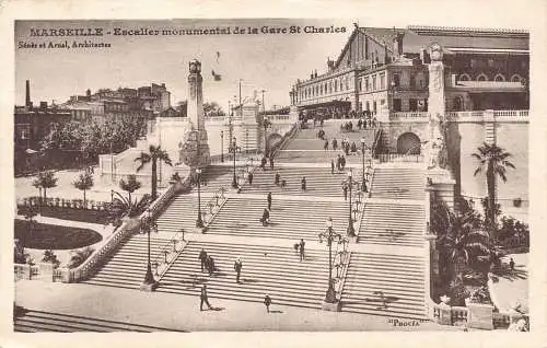 L125 Frankreich 1930 Marseille Escalier Monumental de la Gare St Charles Postkarte