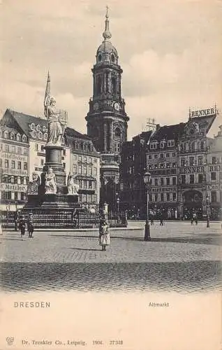 L124 Deutschland 1904 Dresden Altmarkt Statue Vintage Postkarte