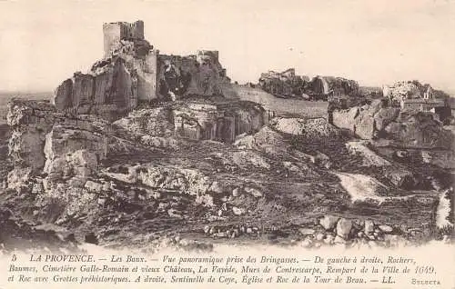 L125 Frankreich La Provence Les Baux Bringasses Rochers Panorama Vintage Postkarte