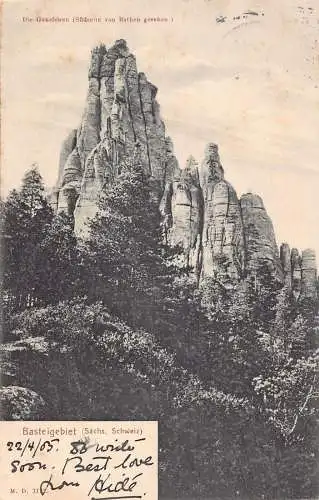 L124 Deutschland 1905 Basteigegebiet Saechs Scweiz Die Gansfelsen Vintage Postkarte