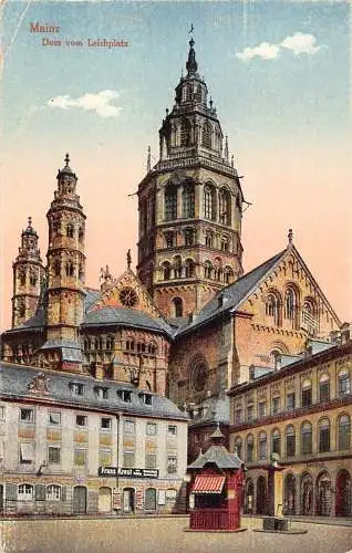 L124 Deutschland Mainz Dom und Leichplatz Kirche Franz Krosl Vintage Postkarte