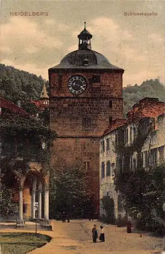 L124 Deutschland 1914 Heidelberger Schlosskapelle Schlossturm Vintage Postkarte