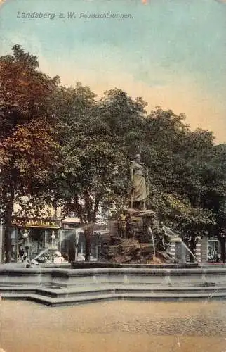 L050 Deutschland 1912 Landesberg Pauckschbrunnen Brunnen Vintage Postkarte