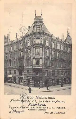 Dänemark Kopenhagen 1912 Pension Helmerhus alte Postkarte