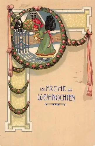 L398 Weihnachtsgrüße 1906 Kinderspielzeug Geschenke Prägepostkarte