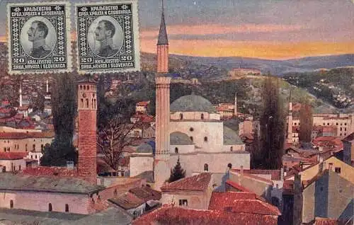 L148 Bosnien Herzegowina 1922 Sarajevo Begova Moschee Vintage Postkarte