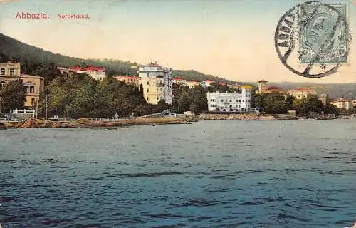 L148 Kroatien 1920 Abbazia Opatija nordstrand Vintage Postkarte